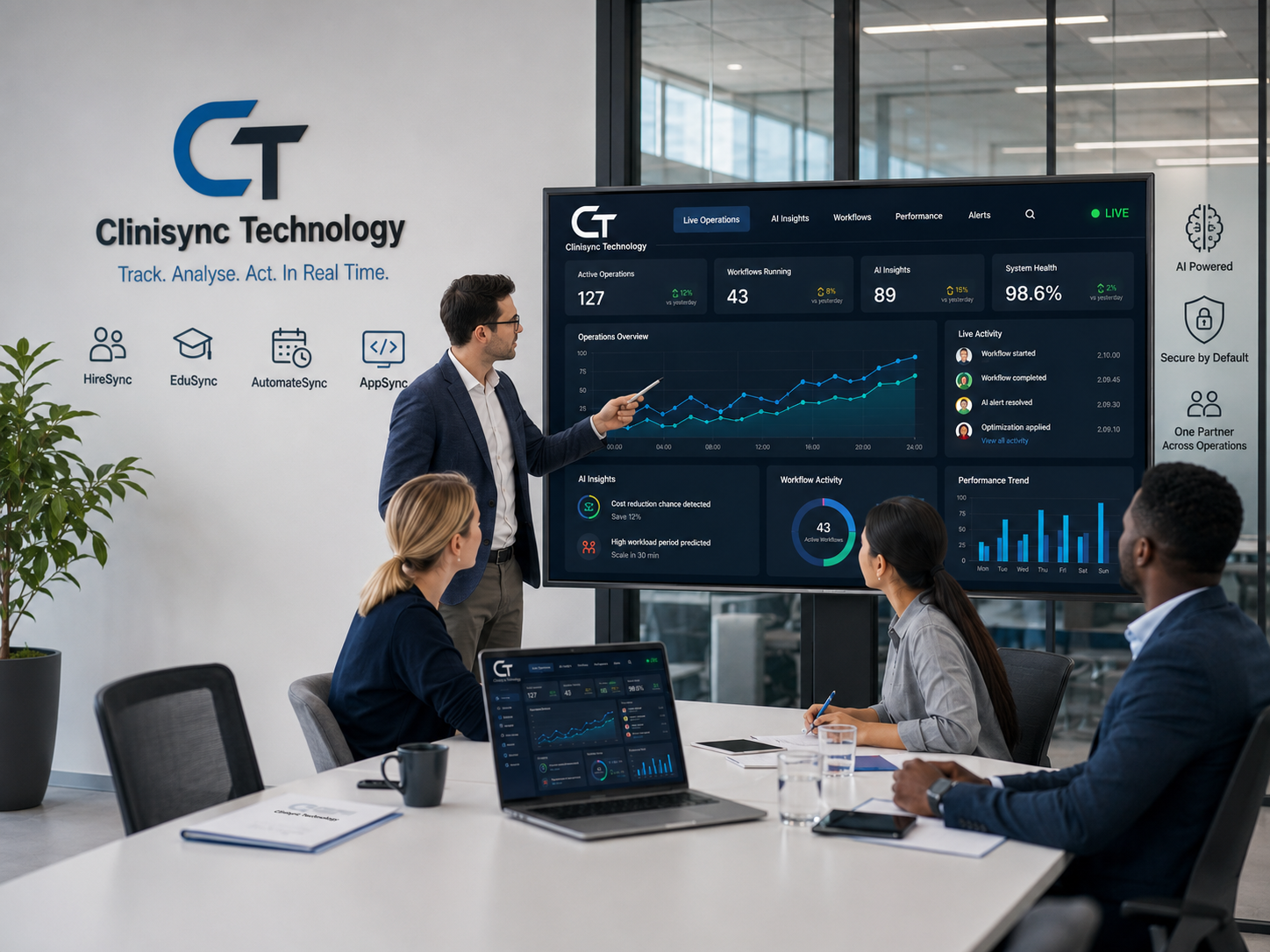 Live operations dashboard used across Clinisync products